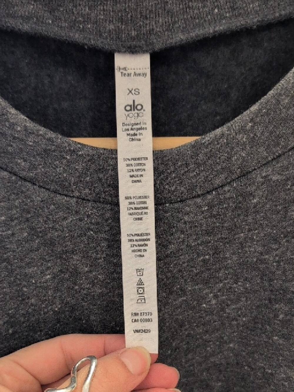 ALO Yoga Dark Gray Cropped Sweatshirt - Picture 5 of 6
